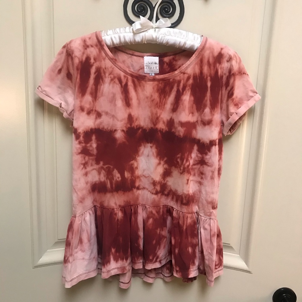 Soft tie-dyed baby doll shirt Ruffled at bottom